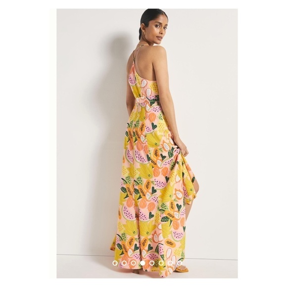 HUTCH x Anthropologie Yellow Fruit Print Hi Low Maxi Wrap Dress XL NWT - Picture 5 of 9